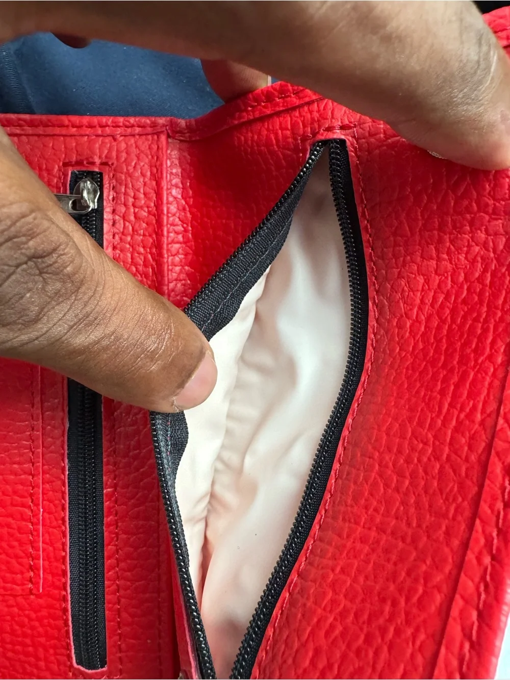 Red Bifold Wallet With ZipperLeather Checkbook Cover